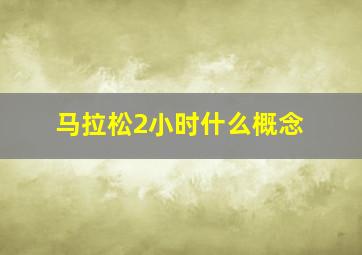 马拉松2小时什么概念