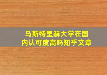 马斯特里赫大学在国内认可度高吗知乎文章