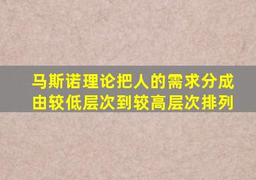 马斯诺理论把人的需求分成由较低层次到较高层次排列