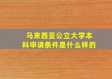 马来西亚公立大学本科申请条件是什么样的