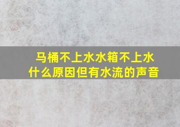 马桶不上水水箱不上水什么原因但有水流的声音