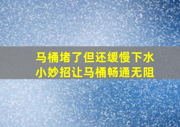 马桶堵了但还缓慢下水小妙招让马桶畅通无阻