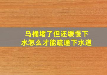 马桶堵了但还缓慢下水怎么才能疏通下水道