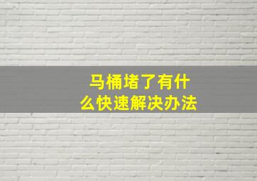 马桶堵了有什么快速解决办法