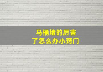 马桶堵的厉害了怎么办小窍门