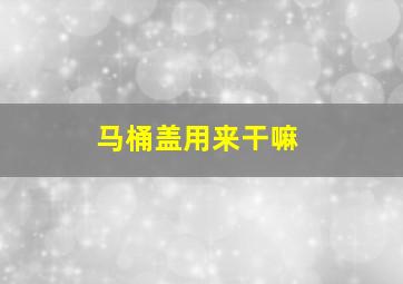 马桶盖用来干嘛