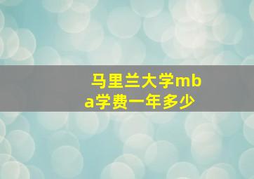 马里兰大学mba学费一年多少