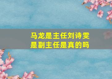 马龙是主任刘诗雯是副主任是真的吗