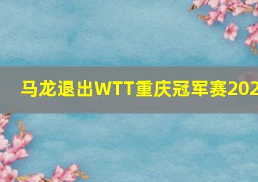 马龙退出WTT重庆冠军赛2024