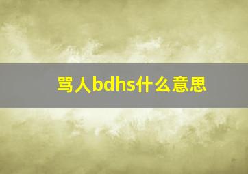 骂人bdhs什么意思