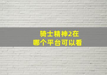 骑士精神2在哪个平台可以看