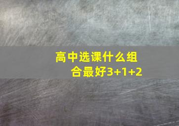 高中选课什么组合最好3+1+2