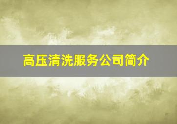 高压清洗服务公司简介