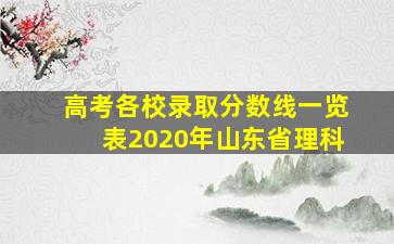 高考各校录取分数线一览表2020年山东省理科