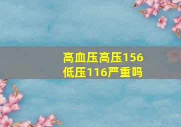 高血压高压156低压116严重吗