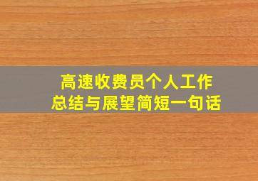 高速收费员个人工作总结与展望简短一句话