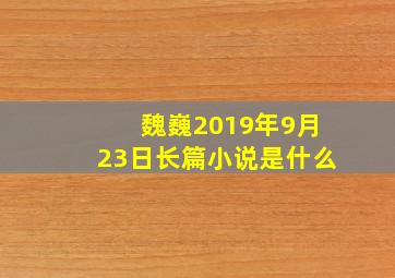 魏巍2019年9月23日长篇小说是什么