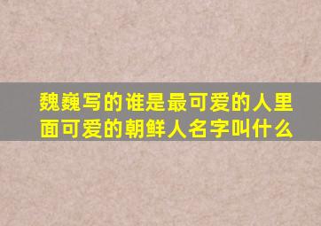 魏巍写的谁是最可爱的人里面可爱的朝鲜人名字叫什么