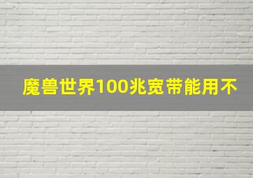 魔兽世界100兆宽带能用不