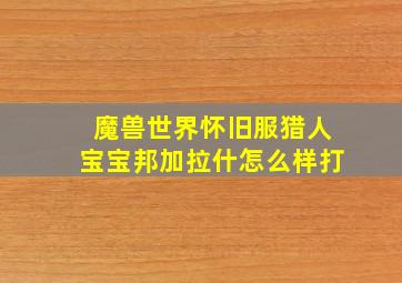 魔兽世界怀旧服猎人宝宝邦加拉什怎么样打