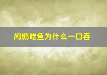 鸬鹚吃鱼为什么一口吞