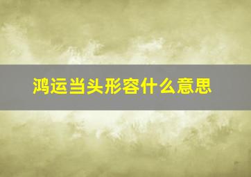 鸿运当头形容什么意思