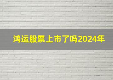 鸿运股票上市了吗2024年