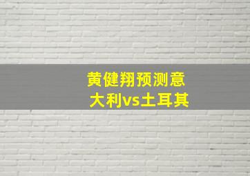 黄健翔预测意大利vs土耳其