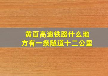 黄百高速铁路什么地方有一条隧道十二公里