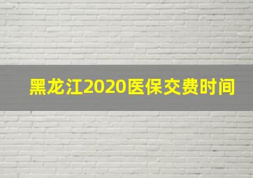 黑龙江2020医保交费时间