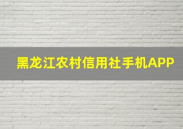 黑龙江农村信用社手机APP