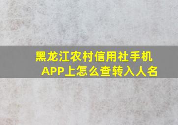 黑龙江农村信用社手机APP上怎么查转入人名