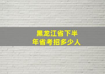 黑龙江省下半年省考招多少人