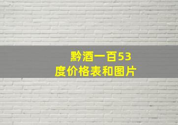 黔酒一百53度价格表和图片