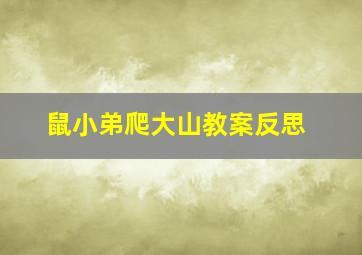 鼠小弟爬大山教案反思