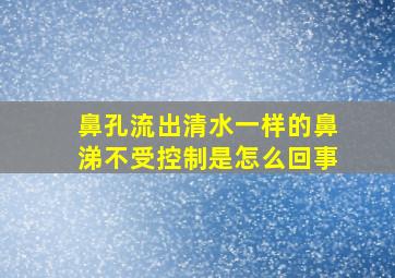 鼻孔流出清水一样的鼻涕不受控制是怎么回事