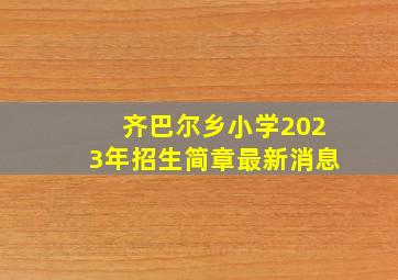 齐巴尔乡小学2023年招生简章最新消息