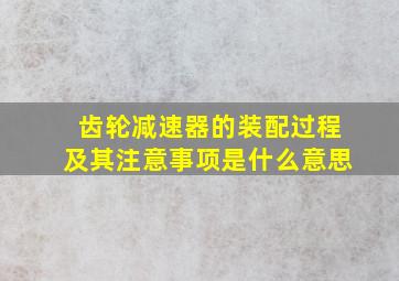 齿轮减速器的装配过程及其注意事项是什么意思