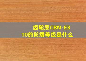 齿轮泵CBN-E310的防爆等级是什么