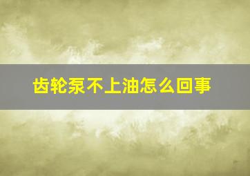 齿轮泵不上油怎么回事