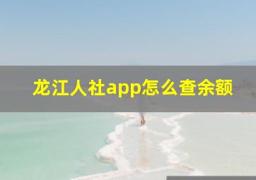 龙江人社app怎么查余额