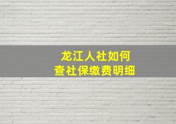 龙江人社如何查社保缴费明细