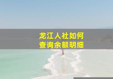 龙江人社如何查询余额明细