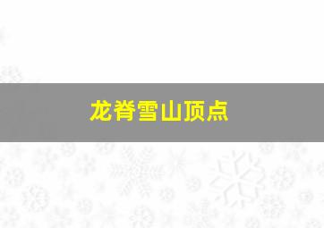 龙脊雪山顶点