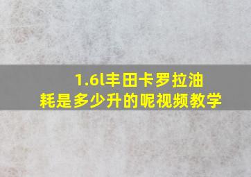 1.6l丰田卡罗拉油耗是多少升的呢视频教学