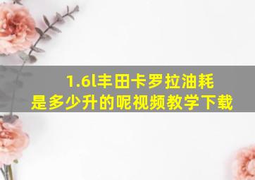 1.6l丰田卡罗拉油耗是多少升的呢视频教学下载