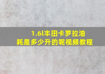 1.6l丰田卡罗拉油耗是多少升的呢视频教程