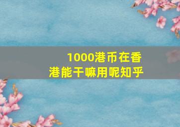 1000港币在香港能干嘛用呢知乎