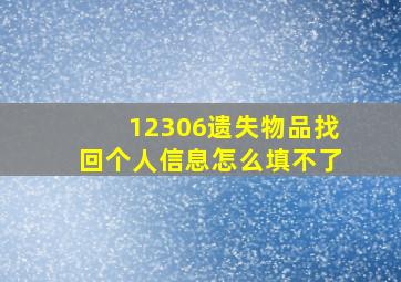 12306遗失物品找回个人信息怎么填不了