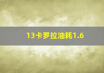 13卡罗拉油耗1.6